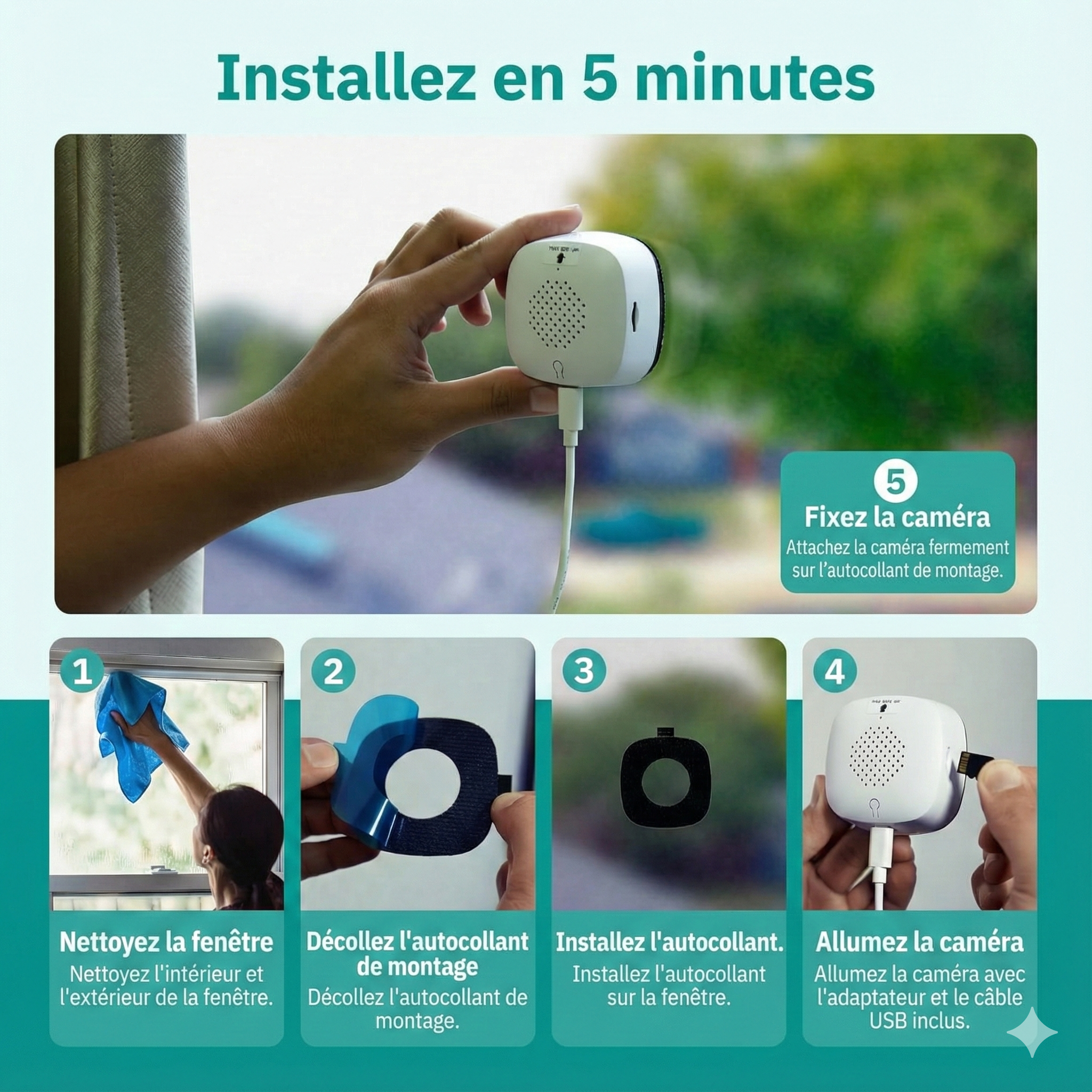 Banila 3MP Pro WindowCam – Caméra de Sécurité Intelligente 2K